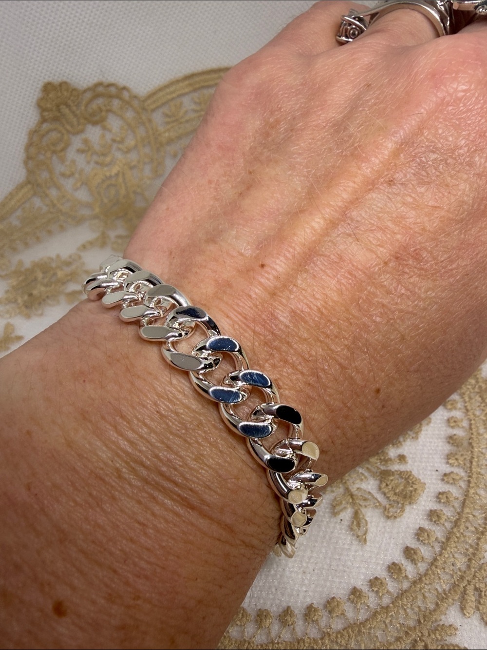 925 Sterling Silver Heavy Wide Cuban Curb Chain Bracelet Unisex Old Money 7”